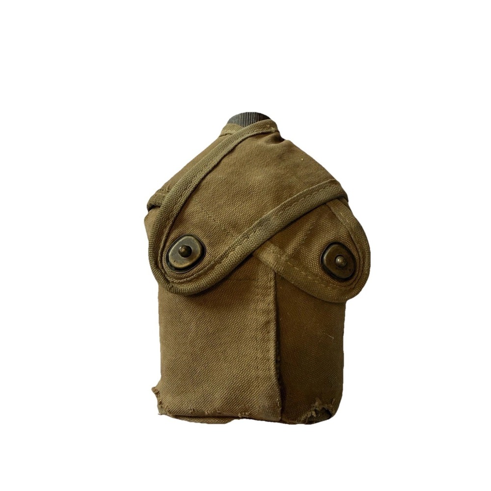 Original WWII US Canteen Vollrath 1944 Named David Manning 1950 Korean War Pouch